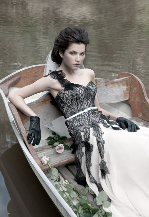 I think this Mariana Hardwick 2011 Fall Bridal Collection black lace wedding