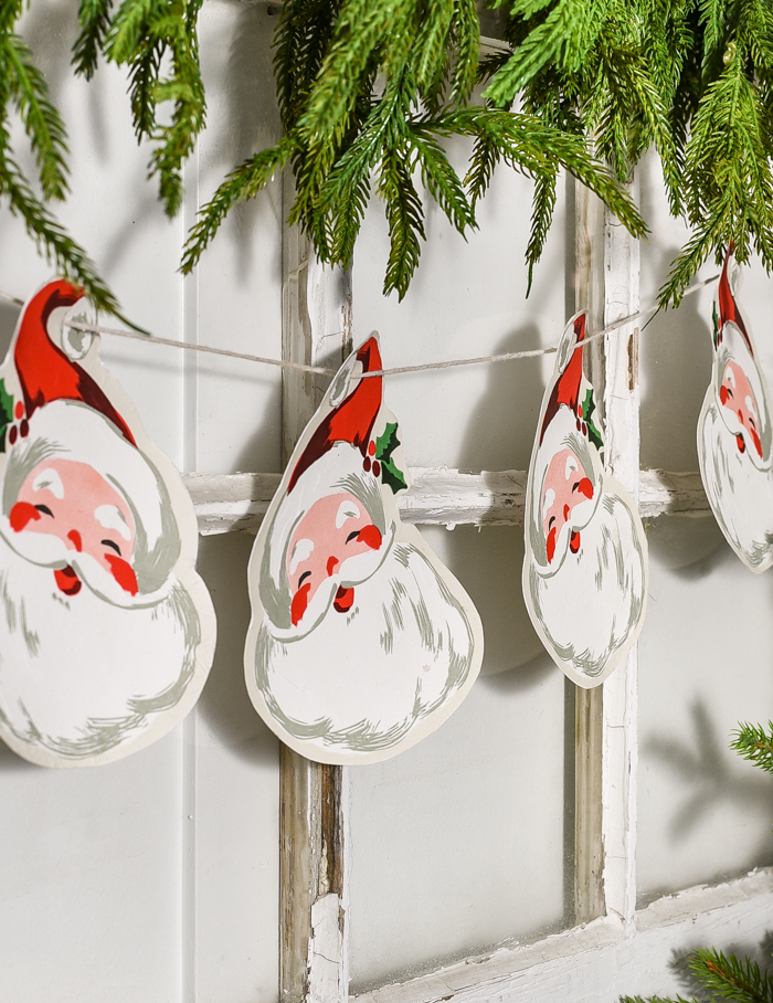 DIY decoupage Santa garland