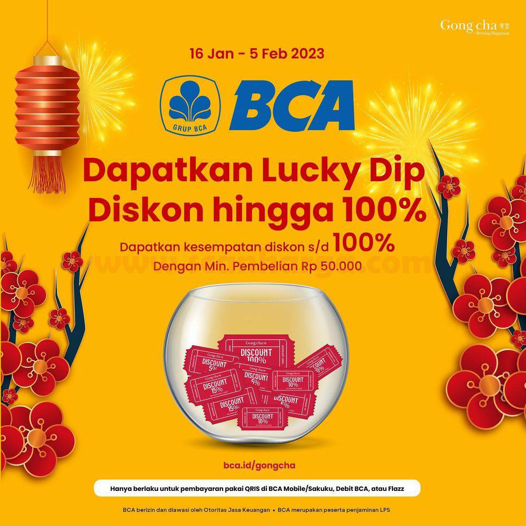 Promo GONG CHA LUCKY DIP BCA – DISKON hingga 100%
