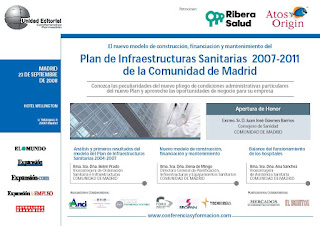 Imagen principal de la publicidad del Foro de Negocios sobre el Plan de Infraestructuras Sanitarias 2007-2011 de la Comunidad de Madrid