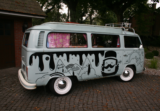 to design some illustrations for this old school VW Camper Van