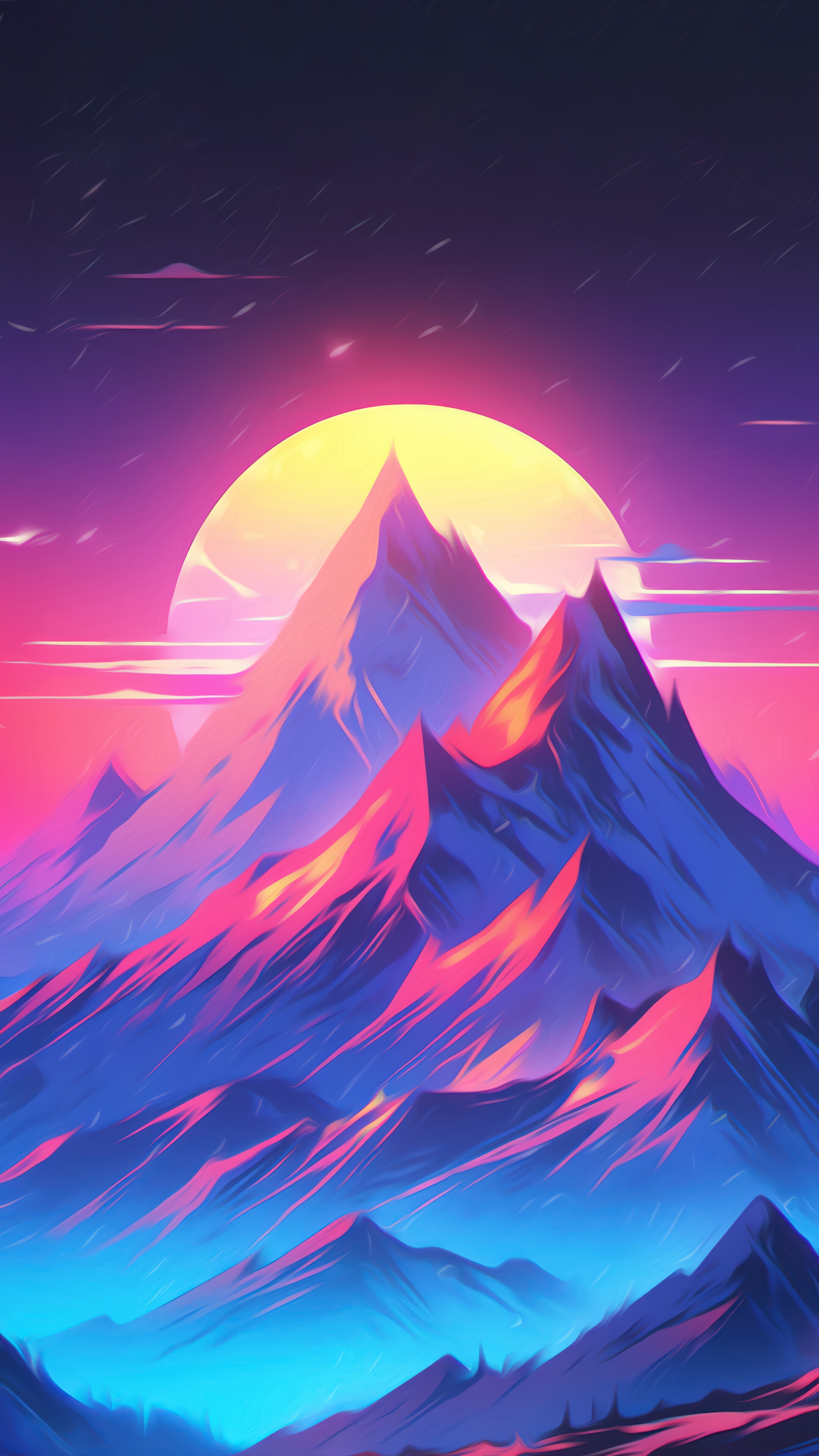 Sunset Mountain Beautiful Art Scenery 4K