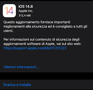 Apple rilascia iOS 14.8 per iPhone e iPad.