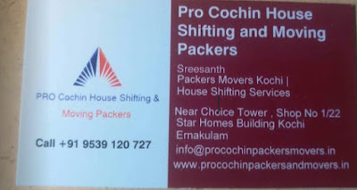 Pro Cochin House Shifting and Moving Packers Business Card