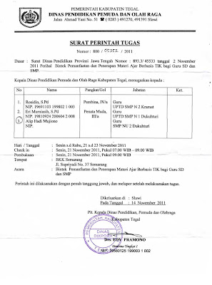 Surat Tugas Bintek Pemanfaatan dan Penerapan Materi Ajar Berbasis TIK