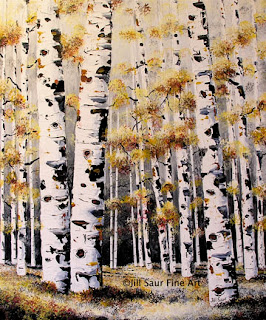 winter birch tree paintings