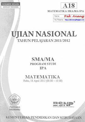 Berikut ini yaitu pembahasan UN Matematika Sekolah Menengan Atas tahun  √ Pembahasan Soal UN Matematika Sekolah Menengan Atas Program IPA 2012 (TRIK SUPERKILAT) (Paket A18)