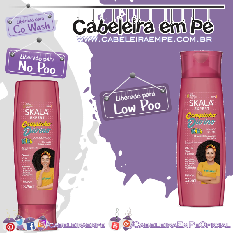 Shampoo (Low Poo) e Condicionador (No Poo e co wash) Crespinho Divino - Skala