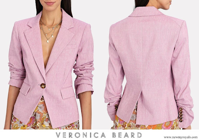 Princess Madeleine wore Veronica Beard Purple Aaliyah Linen-blend Dickey Blazer