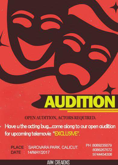 CASTING CALL FOR NEW MALAYALAM MOVIE, OPEN AUDITION AT KOZHIKKODE