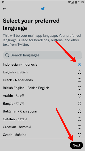 Cara mengganti dari bahasa inggris ke bahasa indonesia di aplikasi twitter android