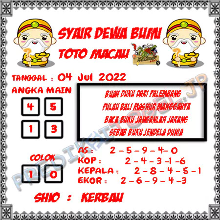 Prediksi Dewa Bumi Togel Macau Pools Senin 04-07-2022