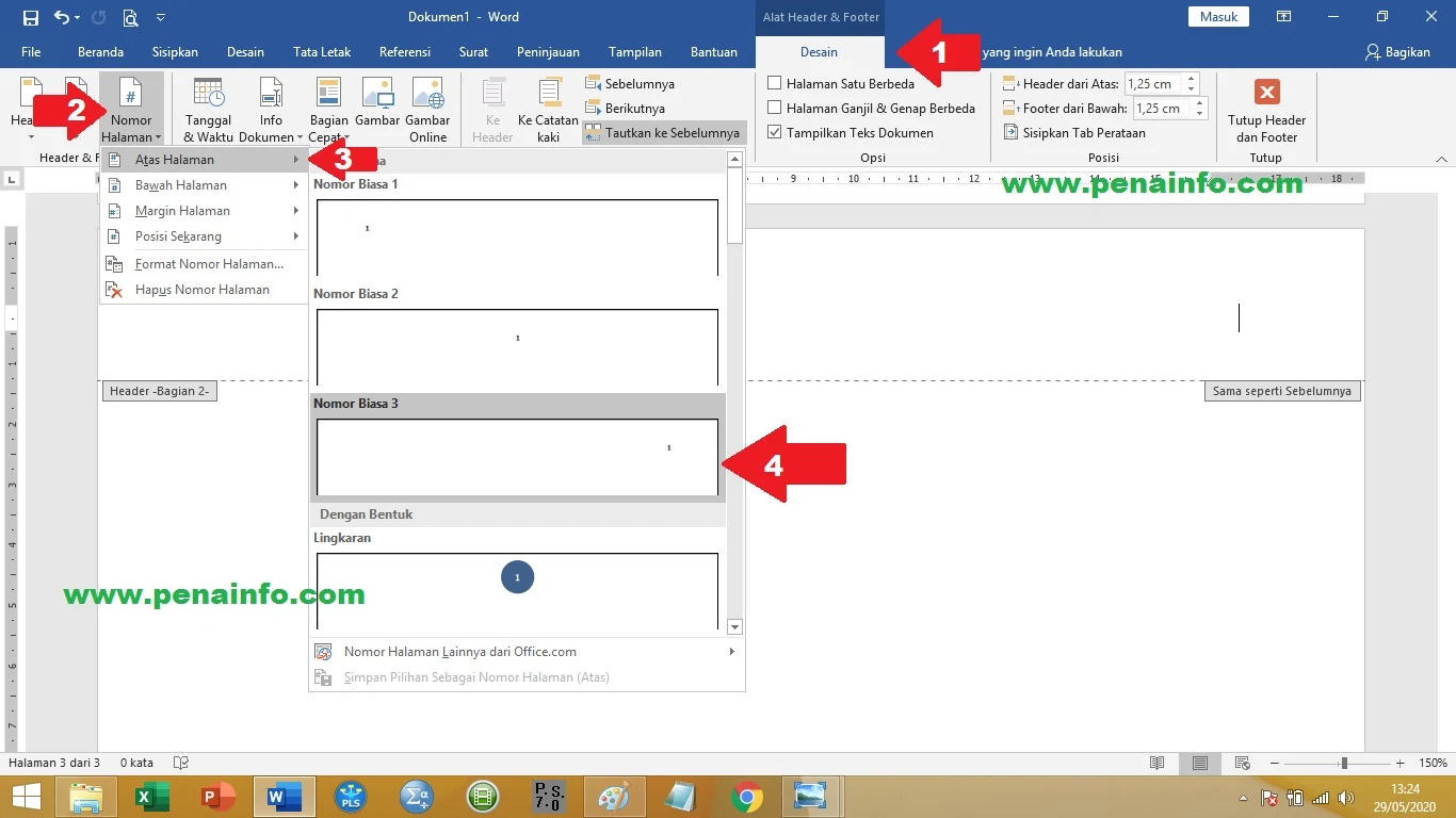 Cara Membuat Nomor Halaman Berbeda Pada Microsoft Word 9