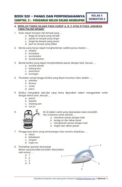 Download Soal Tematik Kelas 5 Tema 6 Panas dan 