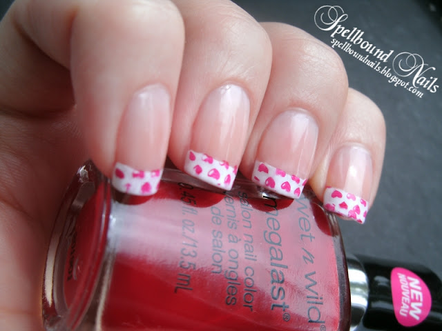 French tips manicure stamped hearts nail art nails