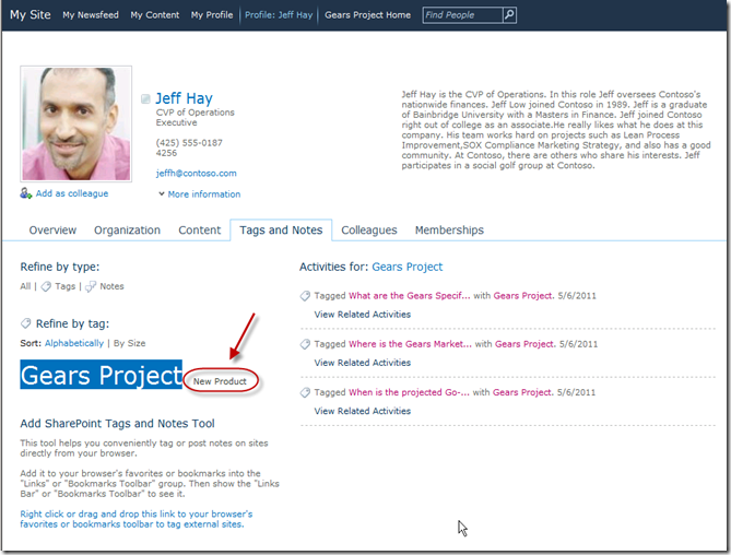 SharePoint 2010 Tags and Notes on My Site - Jeff H