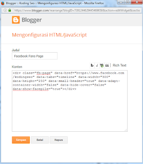 Cara Membuat Widget Facebook Fanspage Like Box Untuk Blog
