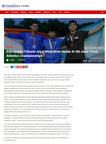 Ace Javelin Thrower Arjun Wins Silver Medal At 5th Asian Youth Athletics Championships