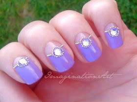 nail art semplice easy facile simply viola violet pietre stones metalli 