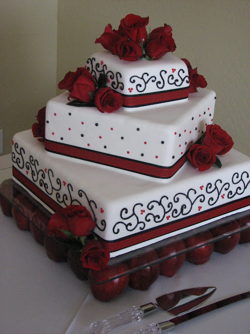 Wedding Cake on Red Apples Lemon cake filled with tart lemon glaze and 