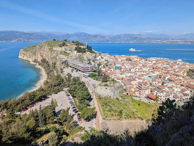 Views of Akronauplía and Nafplio town from the Fortress of Palamidi