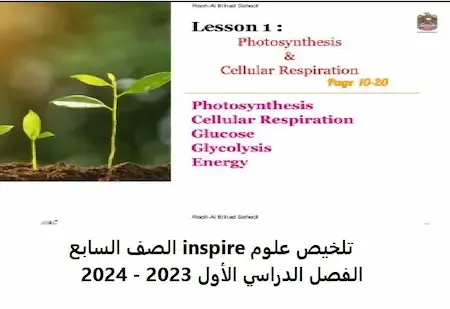 تلخيص علوم inspire الصف السابع الفصل الدراسي الأول 2023 - 2024