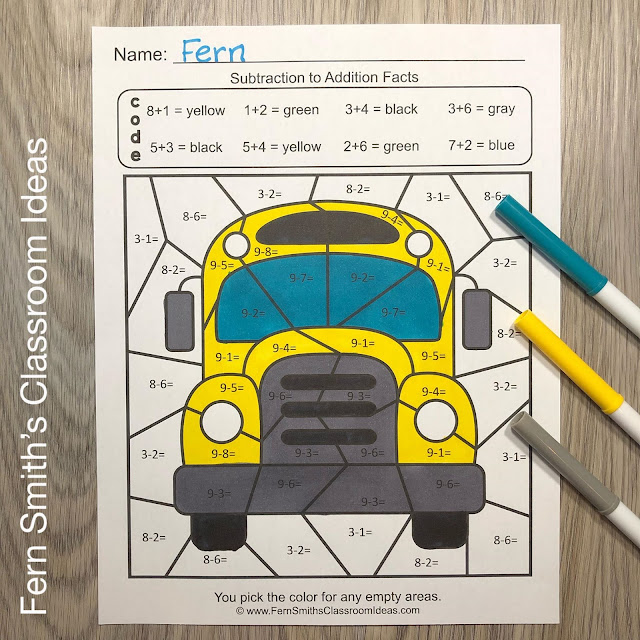 Are You a Second Grade Teacher Working on How to Relate Addition and Subtraction? Here are five color by number worksheets and answer keys for you! #FernSmithsClassroomIdeas