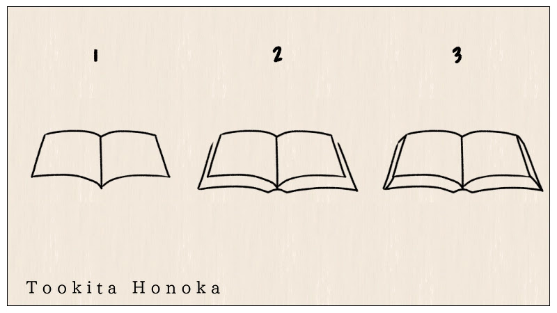 簡単かわいい 開いた本のイラストの描き方 手書き ボールペン 手帳用 How To Draw Open Book 遠北ほのかのイラストサイト
