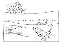 Turtle and shrimp in aquatic animals free coloring book by Robert Aaron Wiley for Microsoft Office Online