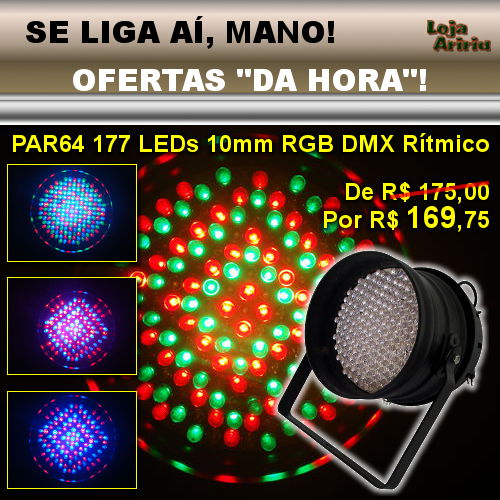 OFERTA! Canhão PAR64 177 LEDs 10mm RGB DMX Áudio-Rítmico