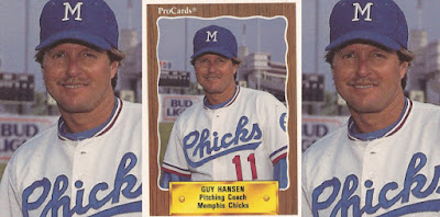 1990 Guy Hansen Memphis Chicks card, Hanson smiling posed up close