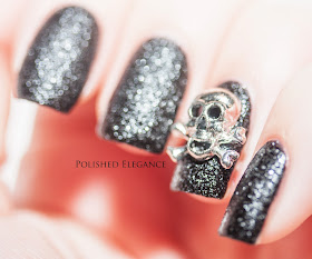 IsaDora - Black Crush swatch review nail polish skull nail art manicure