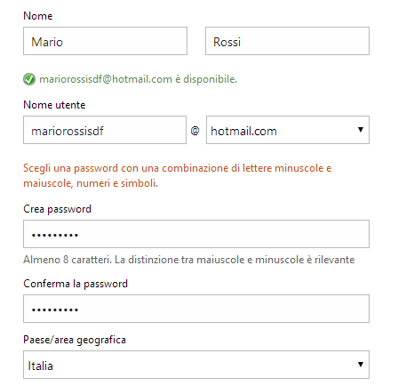 modulo per iscriversi outlook