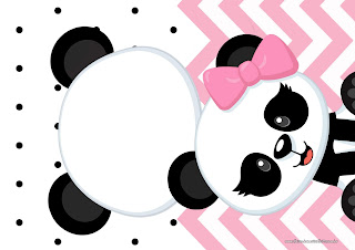 Panda Bebé en Zigzag Rosa: Invitaciones para Imprimir Gratis.