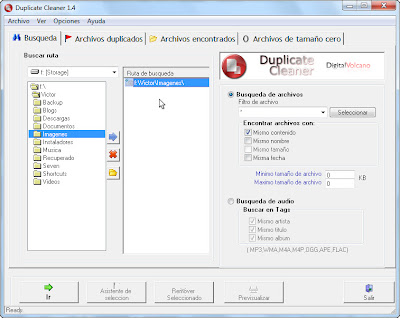 Imagen: Duplicate Cleaner - Configurar búsqueda