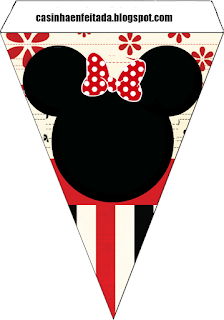 Minnie with Red, Yellow and Black Stripes: Free Printable Mini Kit.
