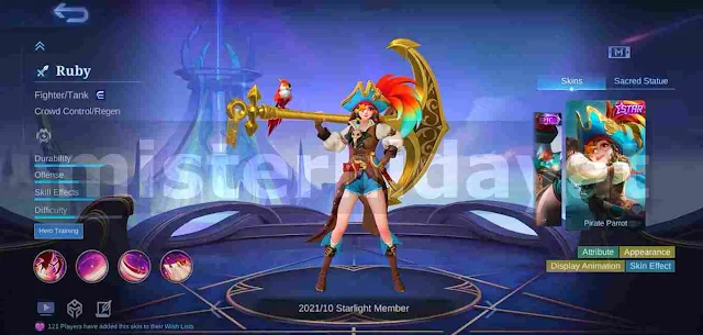 Script Skin Starlight Ruby Pirate Parrot Mobile Legends