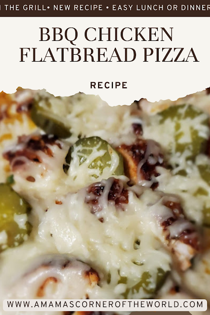 Pinnable Image for a BBQ Chicken Flatbread Pizza recipe