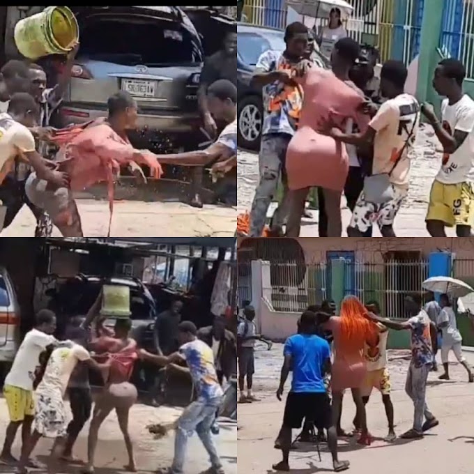 Crossdresser shares video claiming he was attacked by area boys while filming one of his skits in Lagos (videos)