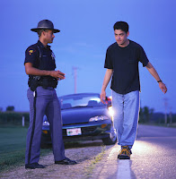 Subject performing Walk and Turn test at an OUI traffic stop