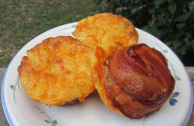 Food Lust People Love: Sheila's Mexican Cornbread Muffins are baked up with cheesy cornbread batter flecked with red and green jalapeños, baked in muffin cups made of bacon.  Yes, bacon!