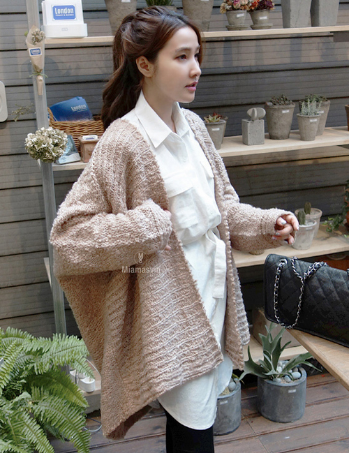 Open Front Textured Knit Cardigan