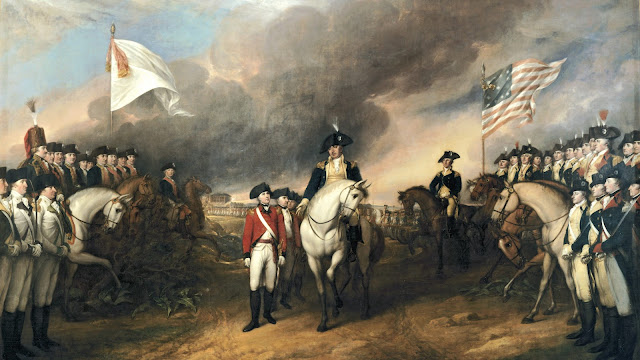 A britek leteszik a fegyvert George Washington előtt a yorktowni csatában 1781-ben