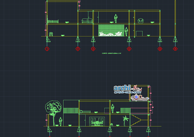 Residential duplex house in AutoCAD 