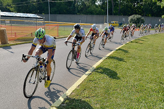 Picture of bicycle racers headed toward the finish line at the River City Bicycle Classic