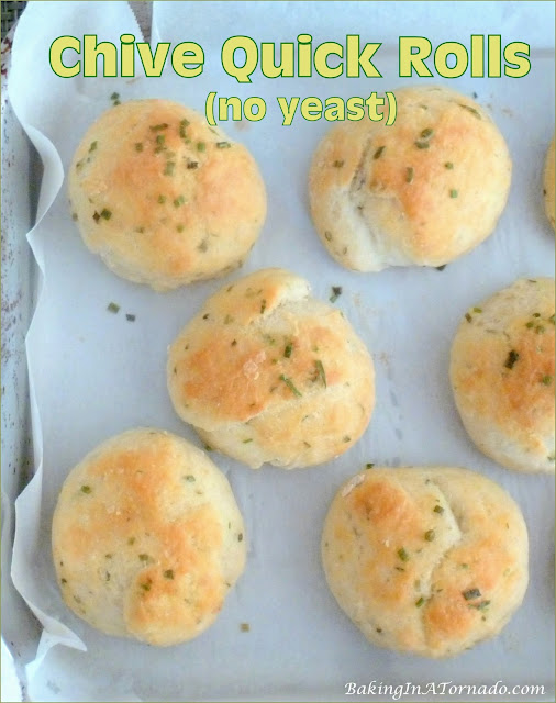 Chive Quick Rolls (no yeast) | recipe developed by Karen of www.BakingInATornado.com | #recipe #rolls