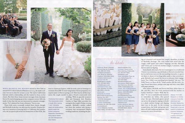 Town and Country Weddings Published In this lovely magazine