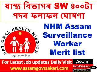 NHM Assam Surveillance Worker Merit list 2020