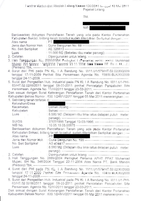 contoh kutipan risalah lelang