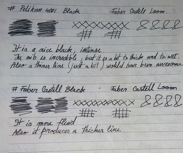 black ink faber castell vs pelikan 4001 fountain pen